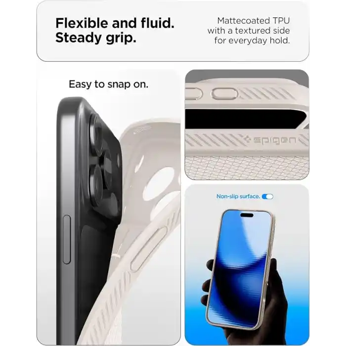 Spigen iPhone 18 Pro / 17 Pro ile Uyumlu Kılıf Liquid Air Natural Titanium - ACS09945