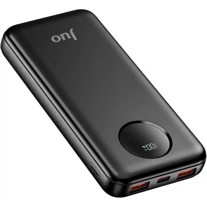 Juo 10000mAh 22.5W Dijital Led Ekranlı Taşınabilir Hızlı Şarj Cihazı Powerbank Siyah