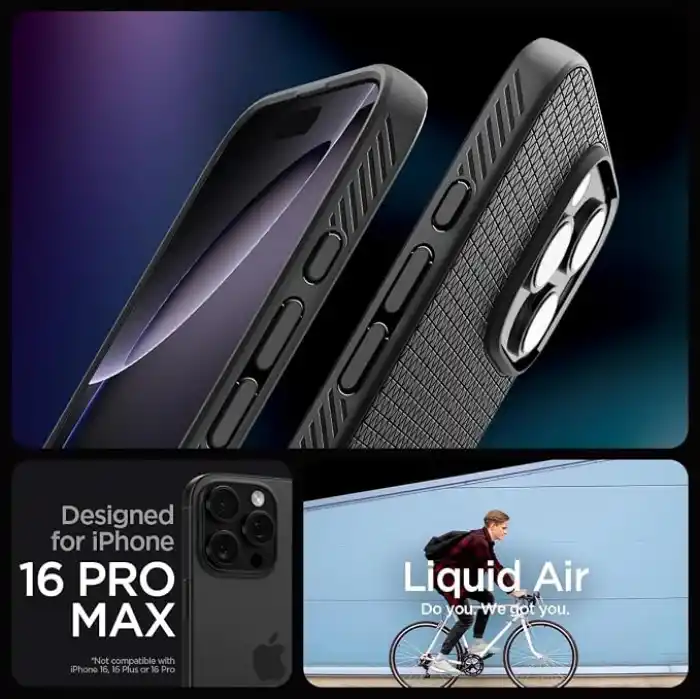 Spigen iPhone 16 Pro Max ile Uyumlu Kılıf Liquid Air Matte Black - ACS07988