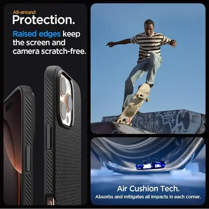 Spigen iPhone 16 Pro Max ile Uyumlu Kılıf Liquid Air Matte Black - ACS07988