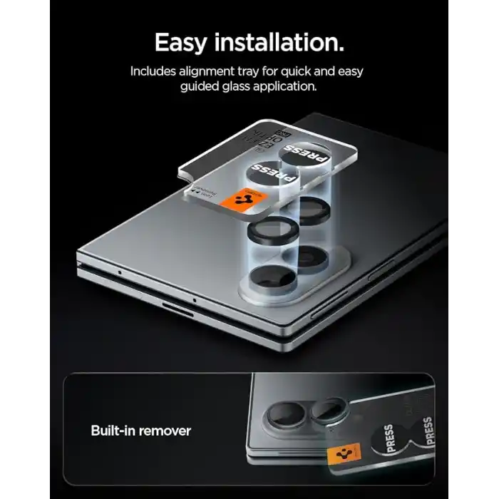 Spigen Galaxy Z Fold 8 ile Uyumlu Kamera Lens Koruyucu Cam Kolay Kurulum Glas.tR EZ Fit Optik Pro (2 Adet) Black - AGL11761