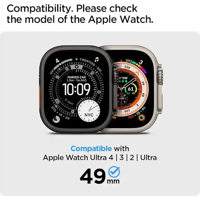 Spigen Apple Watch 49mm Ultra 4/3/2/1 ile Uyumlu Kılıf Rugged Armor Matte Black - ACS05456