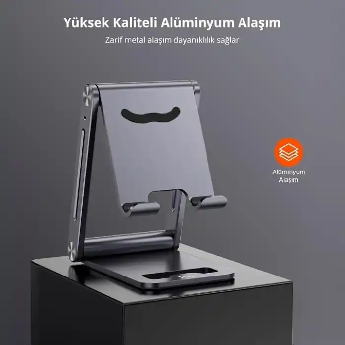 Juo Alüminyum Katlanabilir Metal Masaüstü Telefon Tutucu Standı Uzay Grisi