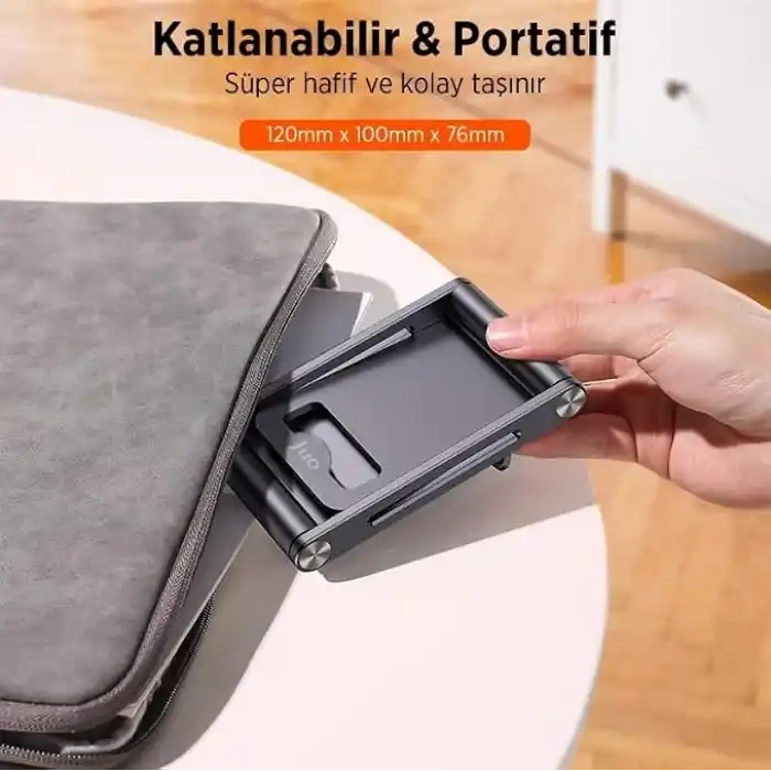 Juo Alüminyum Katlanabilir Metal Masaüstü Telefon Tutucu Standı Uzay Grisi