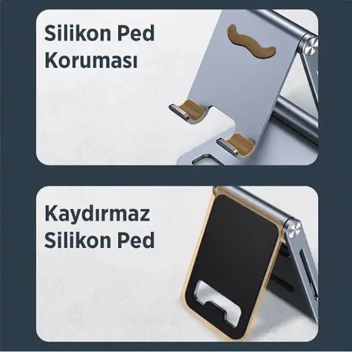 Juo Alüminyum Katlanabilir Metal Masaüstü Telefon Tutucu Standı Uzay Grisi