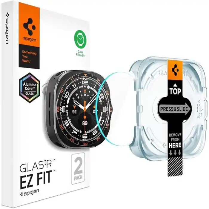 Spigen Galaxy Watch Ultra 2 (47mm) ile Uyumlu Ekran Koruyucu Cam Kolay Kurulum Glas.tR EZ Fit (2 Adet) - AGL11758