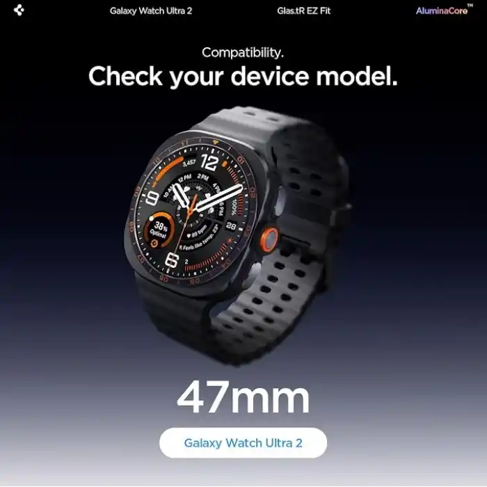Spigen Galaxy Watch Ultra 2 (47mm) ile Uyumlu Ekran Koruyucu Cam Kolay Kurulum Glas.tR EZ Fit (2 Adet) - AGL11758