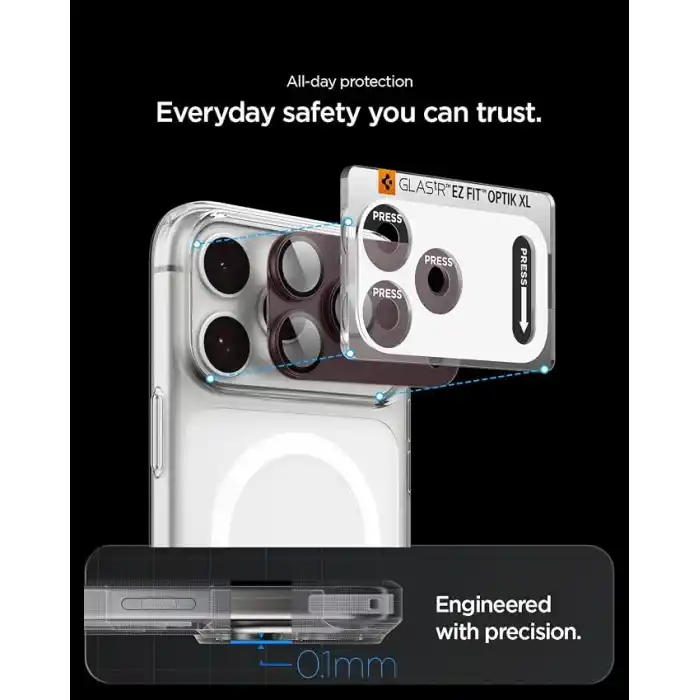 Spigen iPhone 18 Pro Max ile Uyumlu Kamera Lens Koruyucu Tam Kaplayan Cam Kolay Kurulum Glas.tR EZ Fit Optik Pro XL Dark Cherry - AGL12040