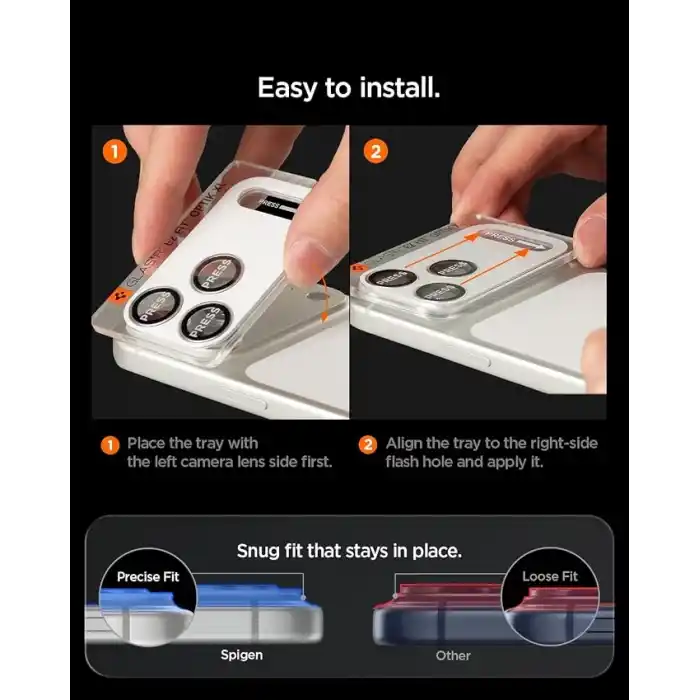 Spigen iPhone 18 Pro ile Uyumlu Kamera Lens Koruyucu Tam Kaplayan Cam Kolay Kurulum Glas.tR EZ Fit Optik Pro XL Dark Gray - AGL12035