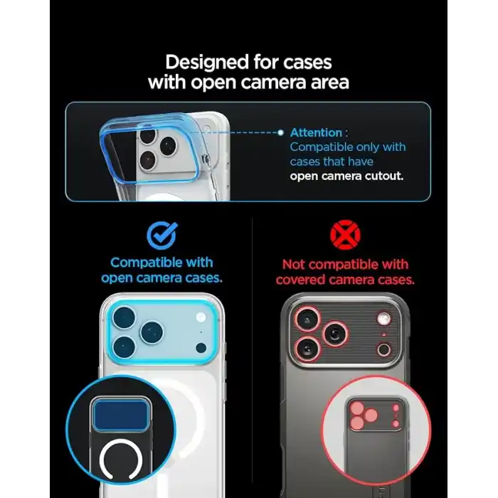 Spigen iPhone 18 Pro ile Uyumlu Kamera Lens Koruyucu Tam Kaplayan Cam Kolay Kurulum Glas.tR EZ Fit Optik Pro XL Dark Gray - AGL12035
