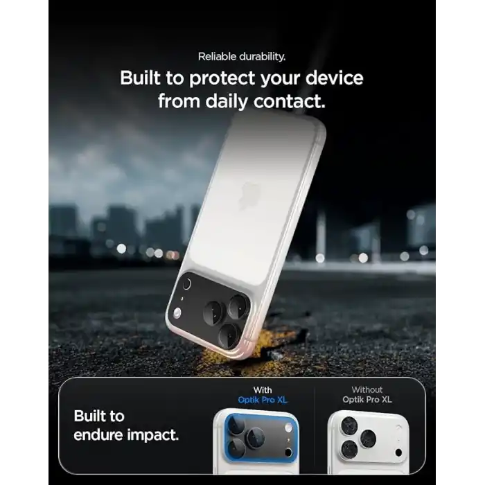 Spigen iPhone 18 Pro ile Uyumlu Kamera Lens Koruyucu Tam Kaplayan Cam Kolay Kurulum Glas.tR EZ Fit Optik Pro XL Dark Gray - AGL12035