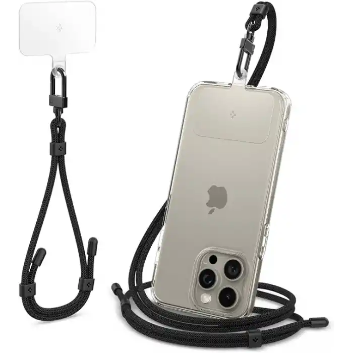 Spigen Boyun Askı ipi + Bilek Askı ipi + ConTag Tutucu Aparat Set (Tüm Cihazlarla Uyumlu) Black - AFA06259