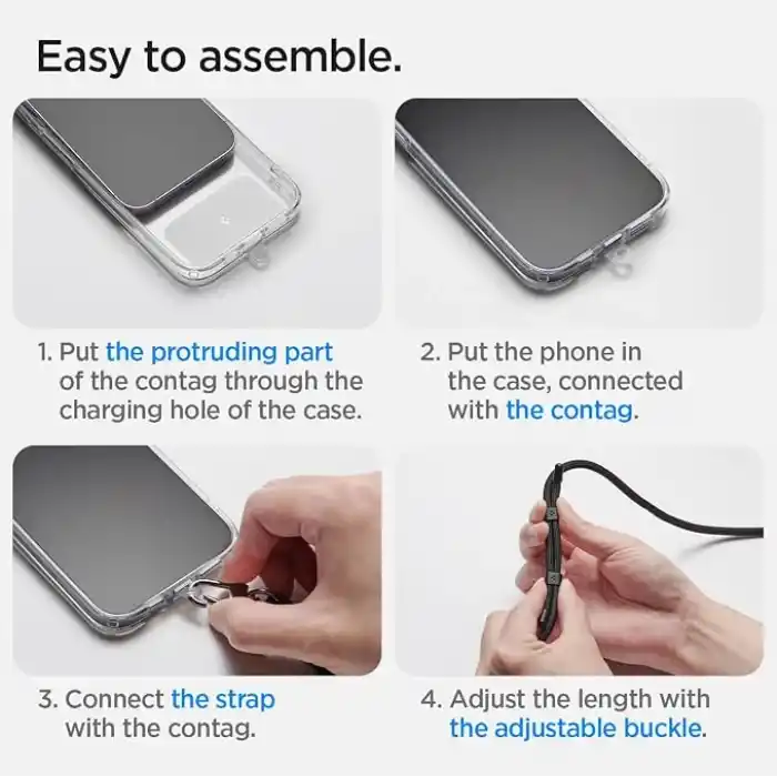 Spigen Boyun Askı ipi + Bilek Askı ipi + ConTag Tutucu Aparat Set (Tüm Cihazlarla Uyumlu) Black - AFA06259