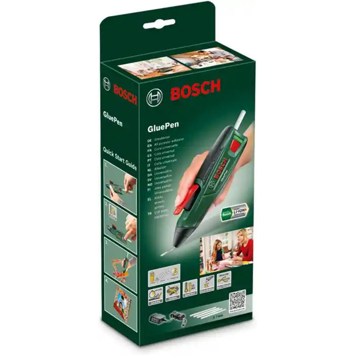 Bosch Home and Garden Akülü Tutkal Tabancası Gluepen (Mikro-Usb Şarj Imkani, 4 Adet Tutkal Çubuğu Dahildir, 3,6 Volt, Karton Kutuda)