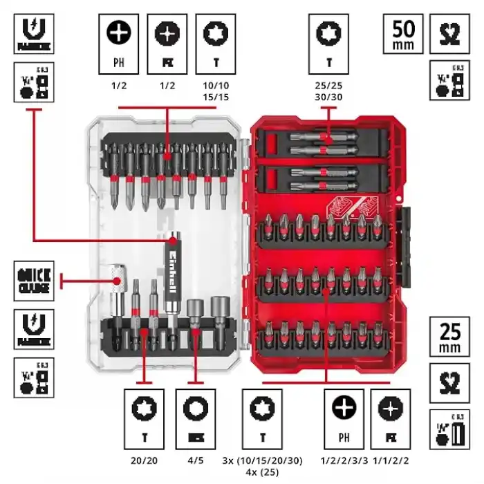 Einhell Orijinal M-CASE 42 Parça Bit Ucu Seti 49118953