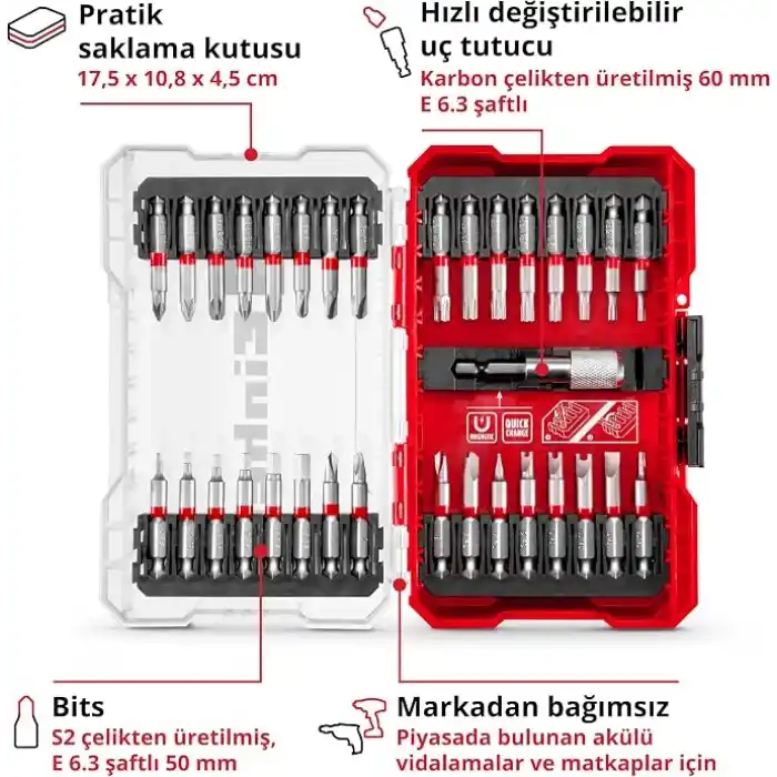 Einhell Orijinal M-CASE 33 Parça Bit Ucu Seti 49118903