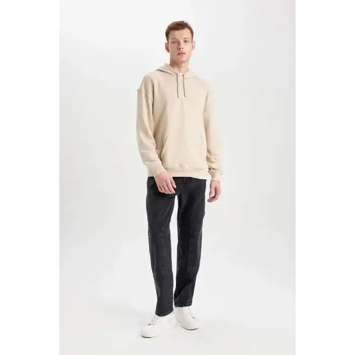 DeFacto Oversıze Kapüşonlu Sweatshirt B7849AXNS Erkek