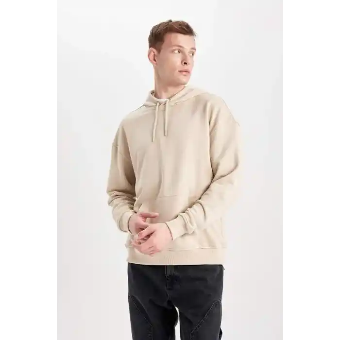 DeFacto Oversıze Kapüşonlu Sweatshirt B7849AXNS Erkek