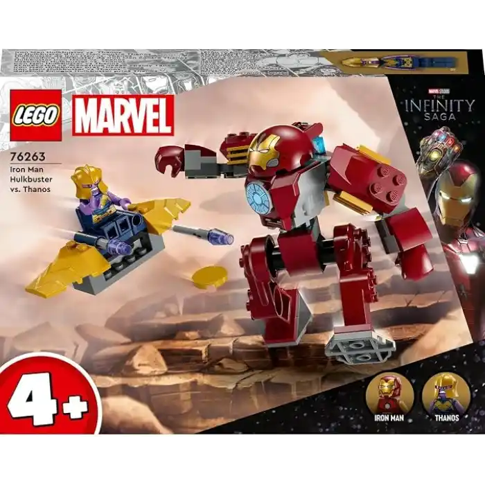 LEGO Marvel Iron Man Hulkbuster Thanos’a Karşı 76263 – 4 Yaş ve Üzeri Çocuklar için Süper Kahraman Hediyesi Fikri, Iron Man ve Uçağıyla Thanos Minifigürleri İçeren Oyuncak Yapım Seti (66 Parça)