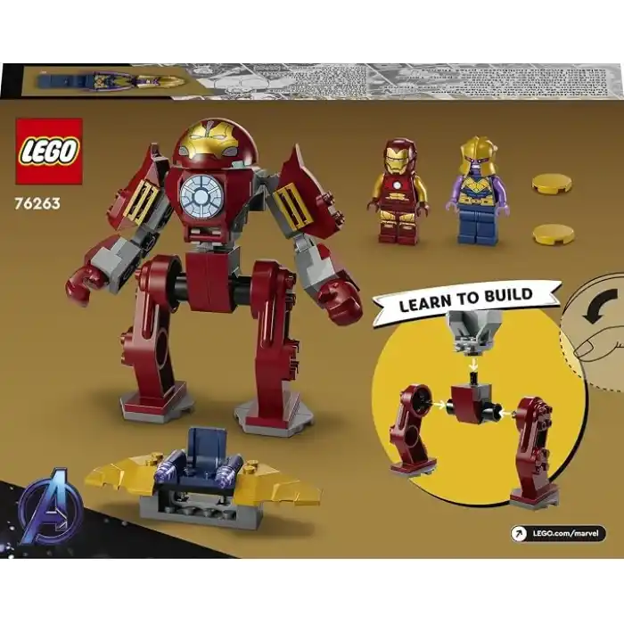 LEGO Marvel Iron Man Hulkbuster Thanos’a Karşı 76263 – 4 Yaş ve Üzeri Çocuklar için Süper Kahraman Hediyesi Fikri, Iron Man ve Uçağıyla Thanos Minifigürleri İçeren Oyuncak Yapım Seti (66 Parça)