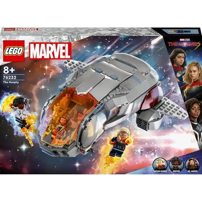 LEGO Marvel Hoopty 76232-8 Yaş ve Üzeri Kız ve Erkek Çocuklar için Süper Kahraman Hediyesi Fikri, Uzay Gemisi ve 3 Minifigür İçeren Eğlenceli Dekoratif Yaratıcı Oyuncak Yapım Seti (420 Parça)