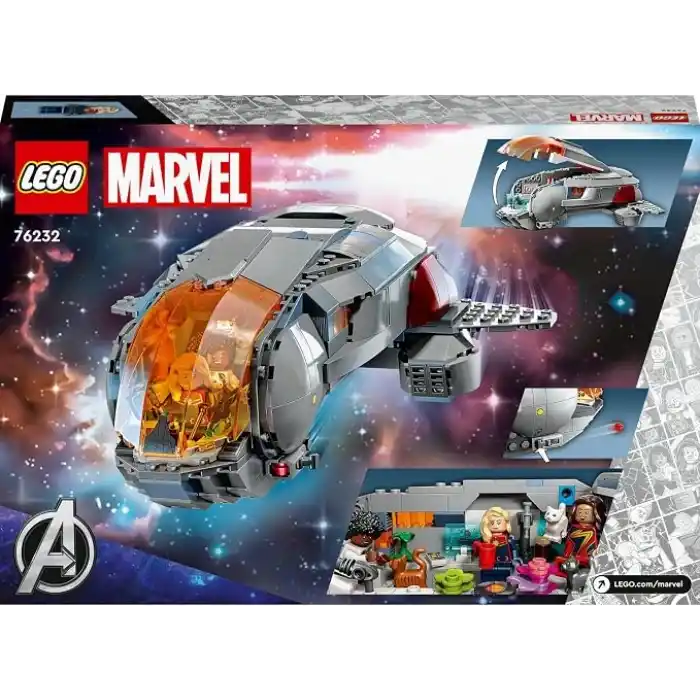 LEGO Marvel Hoopty 76232-8 Yaş ve Üzeri Kız ve Erkek Çocuklar için Süper Kahraman Hediyesi Fikri, Uzay Gemisi ve 3 Minifigür İçeren Eğlenceli Dekoratif Yaratıcı Oyuncak Yapım Seti (420 Parça)