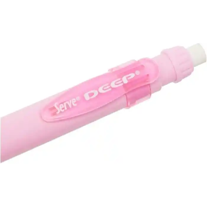 Serve Deep Mekanik Kurşun Kalem 07mm, Kalın Gövde, Yumuşak Grip, Şeker Pembesi