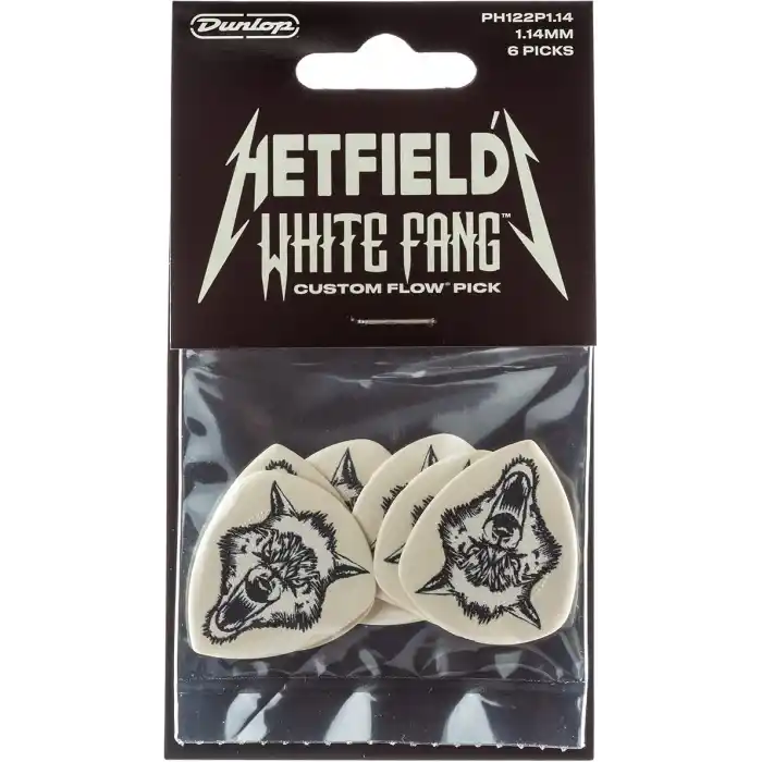 Jim Dunlop Dunlop Picks PH122P1.14 - Hetfield Beyaz Fang Akışı 1,14 mm - Oyuncu Paketi 6