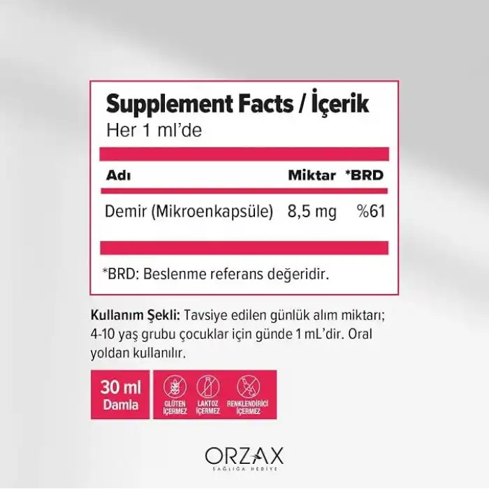 Ocean Microfer Demir Takviye Edici Gıda (Lipofer: Patentli Mikroenkapsüle Demir Kaynağı) - Damla - 30 ml