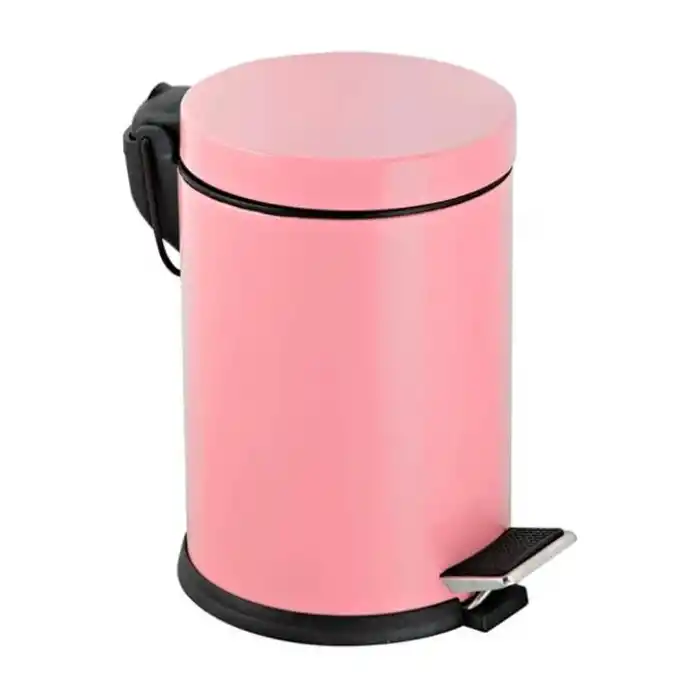 Premium Serisi 5 Litre Hacimli Paslanmaz Banyo-Mutfak Pedallı Çöp Kovası Pembe, 5l