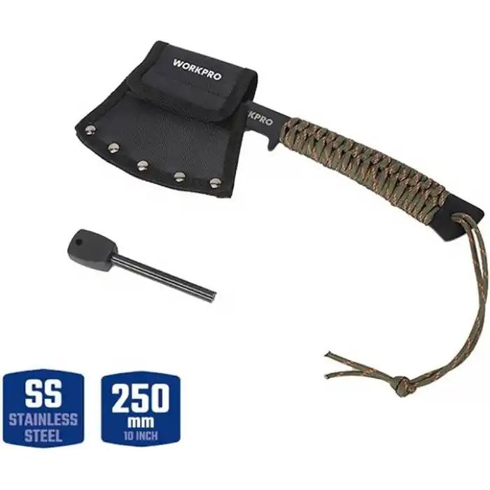 WORKPRO WP383002 250MM Çok Fonksiyonlu Kamp Baltası + Magnezyum Ateşleyici