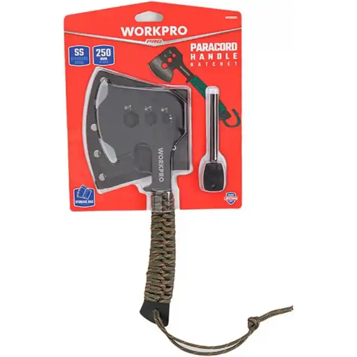 WORKPRO WP383002 250MM Çok Fonksiyonlu Kamp Baltası + Magnezyum Ateşleyici