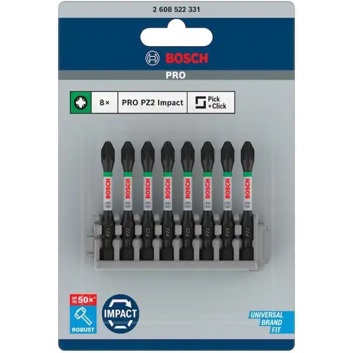 Bosch Professional Accessories 2608522331-Tornavida Ucu SET Impact Control PZ2 50 mm 8-parça, 0 W, 0 V
