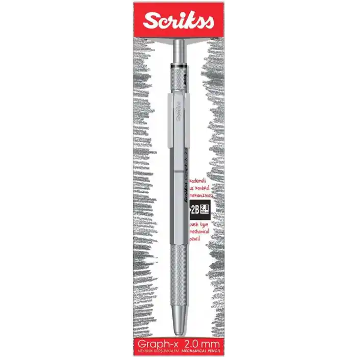 Scrikss Office Graphx Mekanik Kurşun Kalem Saten Gri 2 Mm