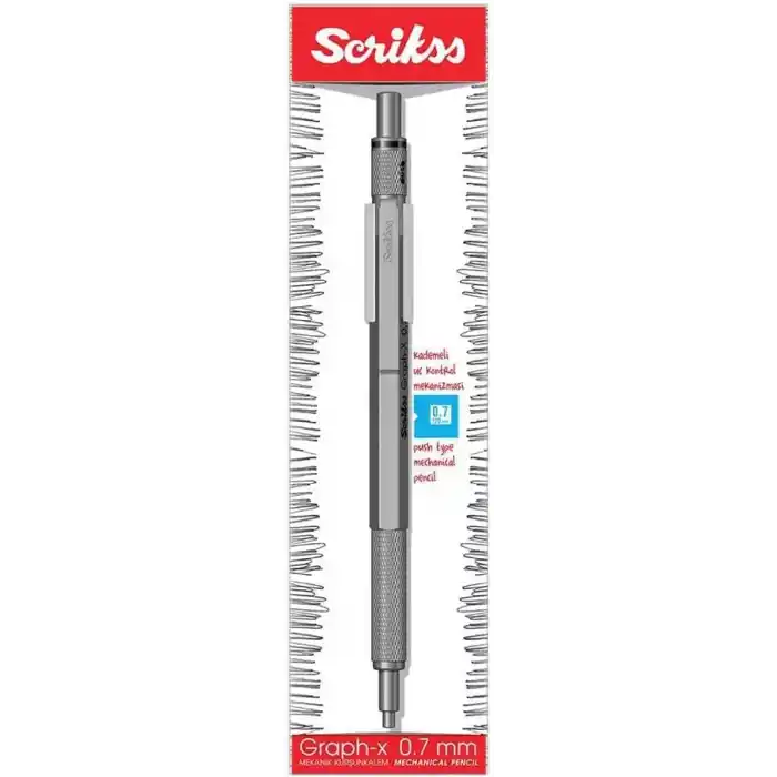 Scrikss Office Graphx Mekanik Kurşun Kalem Saten Gri 2 Mm