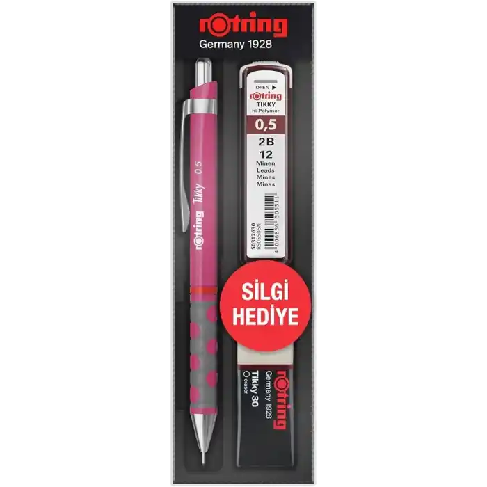 rOtring Tikky RD 0.5+Min Silgi Hediyeli - Ahududu Pembe