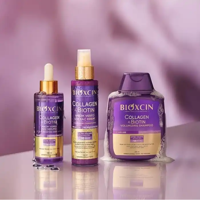 Bioxcin Collagen & Biotin Hacim Şampuanı | 3 x 300 ml | İnce Telli ve Hacimsiz Saçlar İçin | Hidrolize Kolajen + Biotin + BioComplex B11