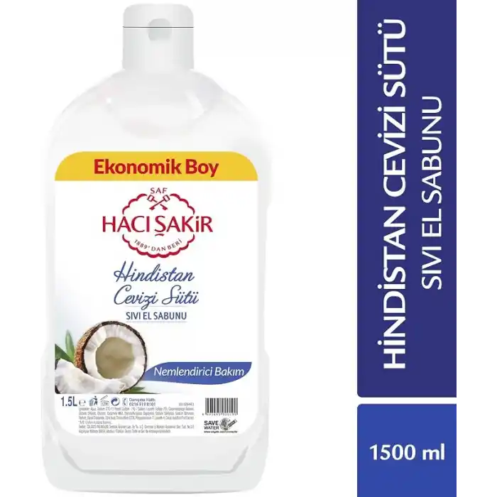 Hacı Şakir Hindistan Cevizi Sütü Sıvı El Sabunu, 1500 ml