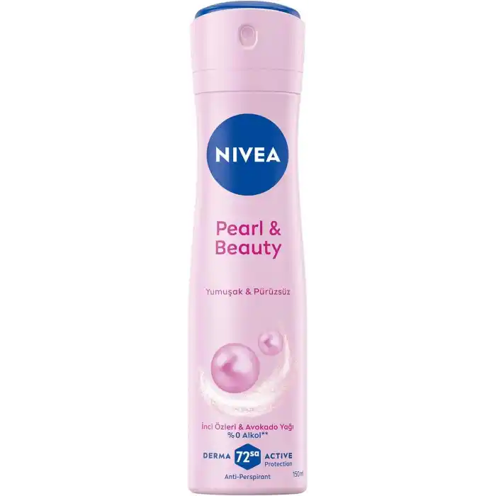 NIVEA Kadın Sprey Deodorant Pearl&Beauty 150 ml,72 Saat Terlemeye Karşı Anti Perspirant Koruma,Doğal İnci Özleri ve Avokado Yağı,Yumuşak,Pürüzsüz Koltuk Altı,Alkol İçermez