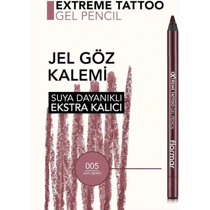 Flormar Mat Kalıcı Göz Kalemi (BORDO) - Extreme Tattoo Gel Pencil - 005 Very Berry - 8682536028875