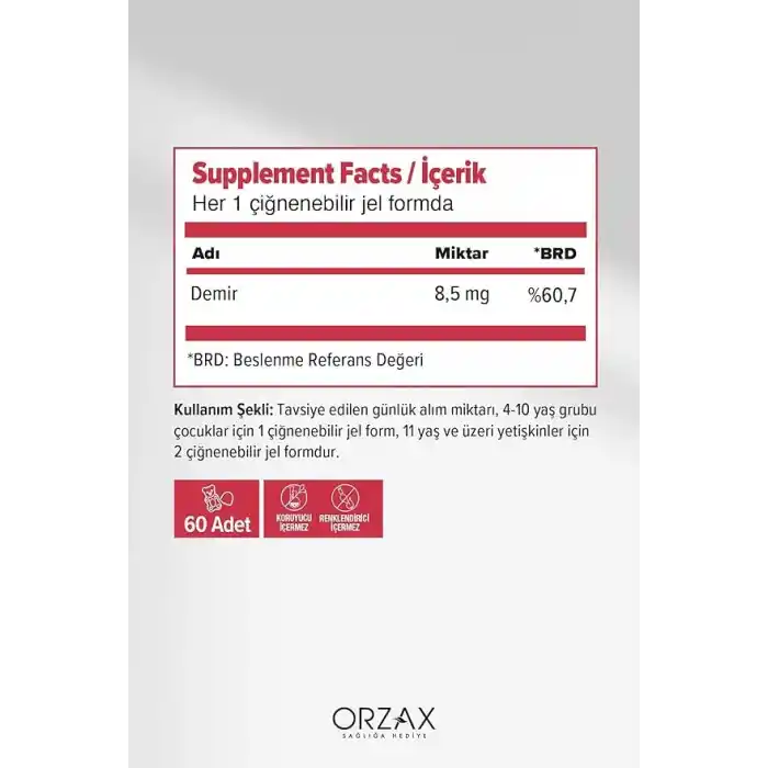 Ocean Gummies Iron, Çiğnenebilir Jel Form