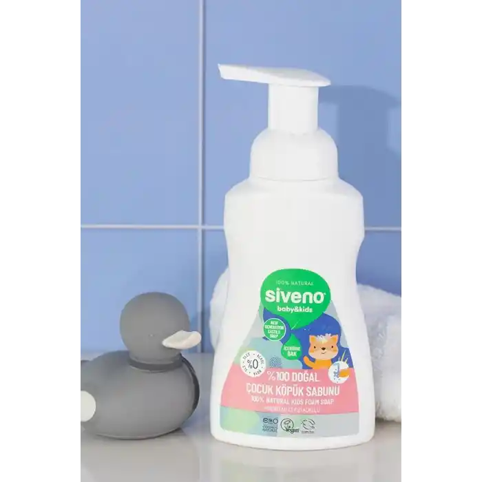 Siveno%100 Doğal Zeytinyağlı Çocuk Köpük Kastil Sabun Yoğun Nemlendirici Arındırıcı Bitkisel Vegan 250 ml