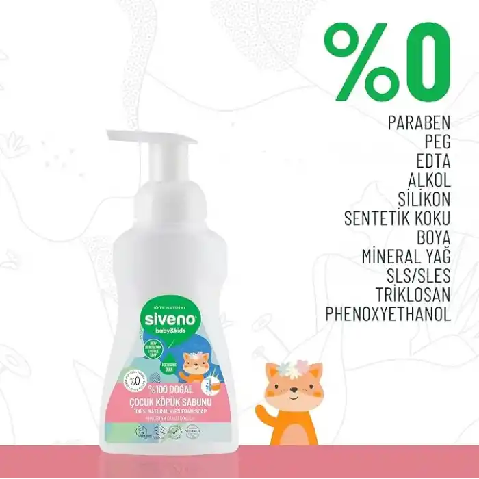 Siveno%100 Doğal Zeytinyağlı Çocuk Köpük Kastil Sabun Yoğun Nemlendirici Arındırıcı Bitkisel Vegan 250 ml