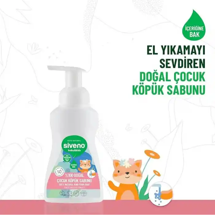 Siveno%100 Doğal Zeytinyağlı Çocuk Köpük Kastil Sabun Yoğun Nemlendirici Arındırıcı Bitkisel Vegan 250 ml