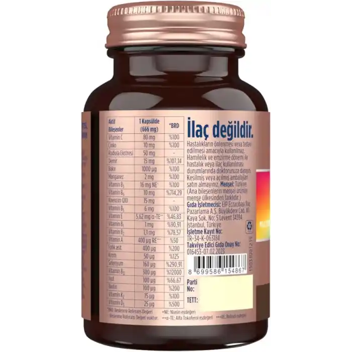 Dynavit MultiDaily 30 Kapsül - Multivitamin&Enerji - 13 Vitamin, 7 Mineral, Koenzim Q10, Rhodiola Ekstresi (Multi-Daily) Complex