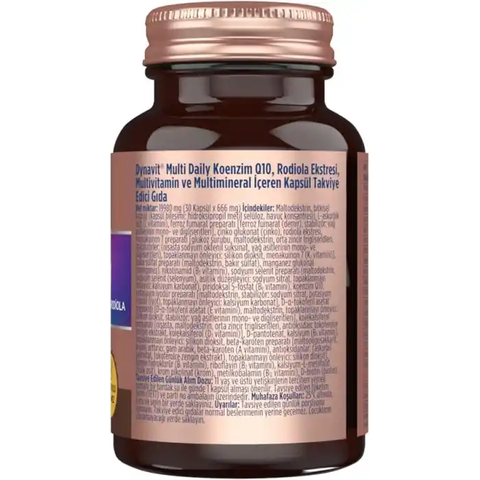 Dynavit MultiDaily 30 Kapsül - Multivitamin&Enerji - 13 Vitamin, 7 Mineral, Koenzim Q10, Rhodiola Ekstresi (Multi-Daily) Complex