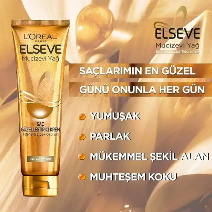 LOreal Paris Elseve Mucizevi Yağ Saç Güzelleştirici Krem 150 ml - Kuru ve Sert Saçlar İçin