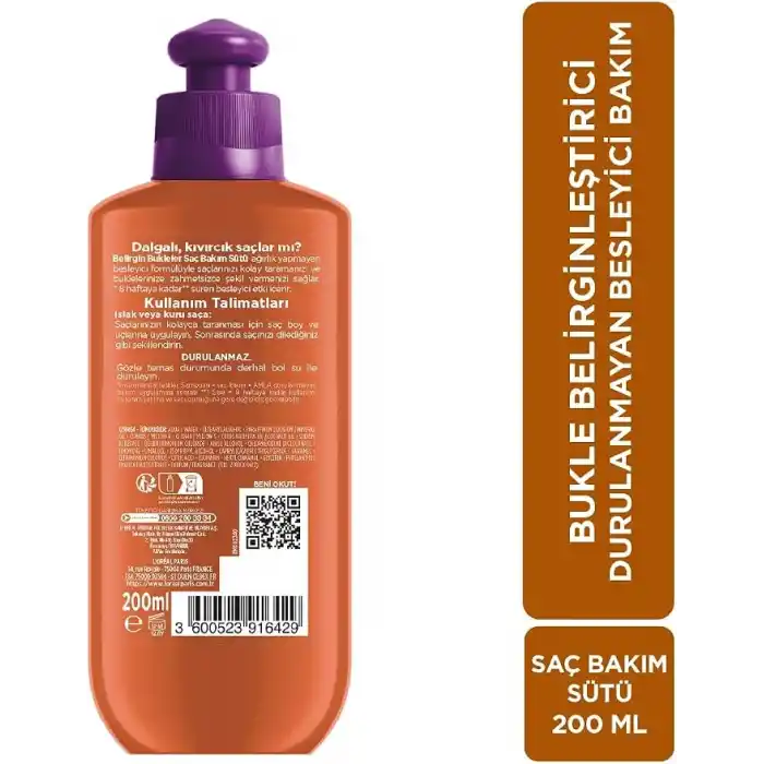 LOreal Paris Elseve Mucizevi Amla Yağı Bukle Belirginleştirici Saç Bakım Kremi 200 ml