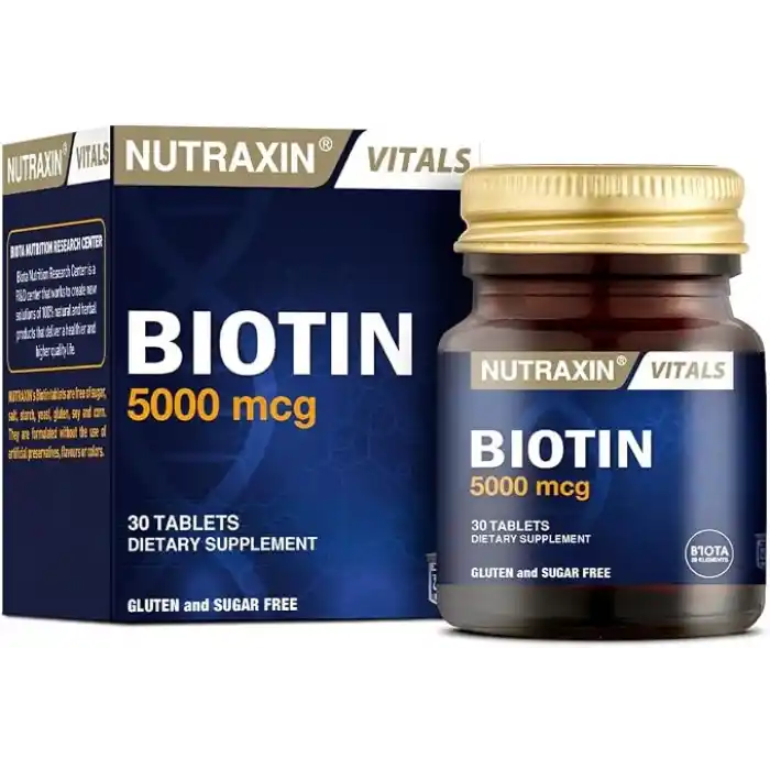 Nutraxin Vitals Biotin 5000 mcg 30 Tablet Takviye Edici Gıda