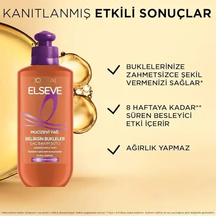 LOreal Paris Elseve Mucizevi Amla Yağı Bukle Belirginleştirici Saç Bakım Kremi 200 ml